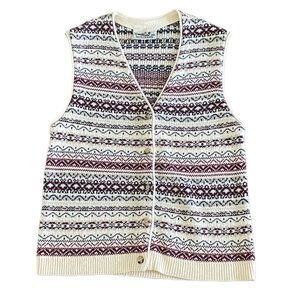 Northern Reflections Vintage Knit White Textured Sweater Vest Cardigan